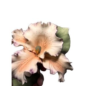 Vintage Capodimonte Albertini Porcelain Ceramic Peach Rose Orchard Flower Italy